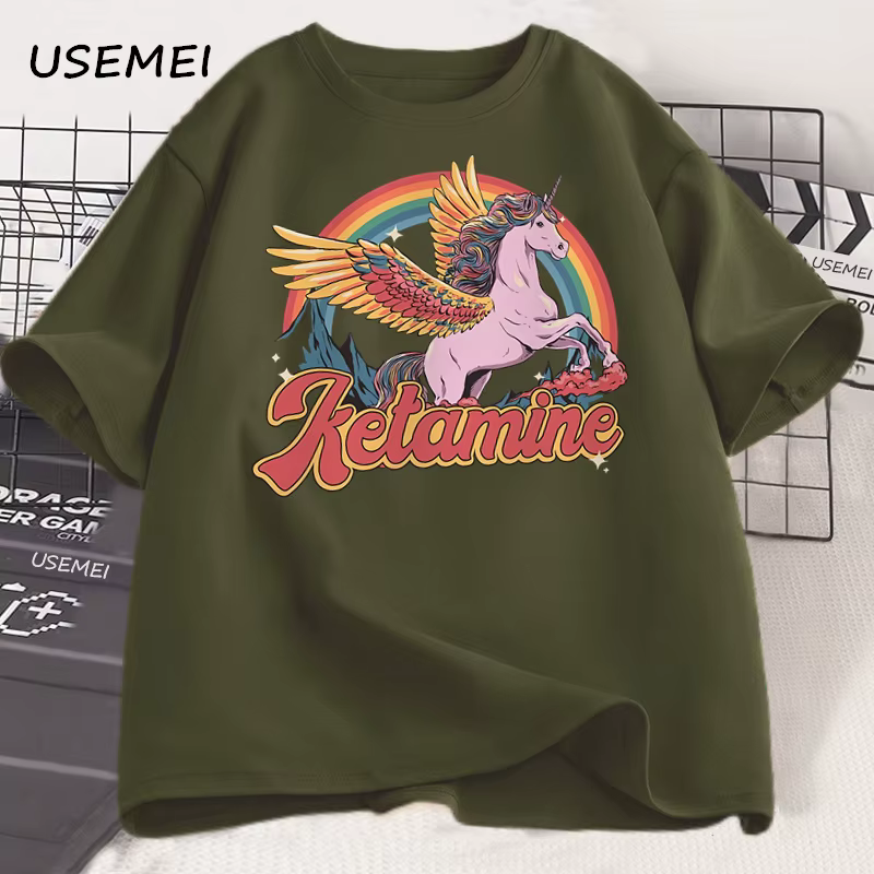 Drôle arc-en-ciel cheval T-Shirt décontracté coton à manches courtes Humor