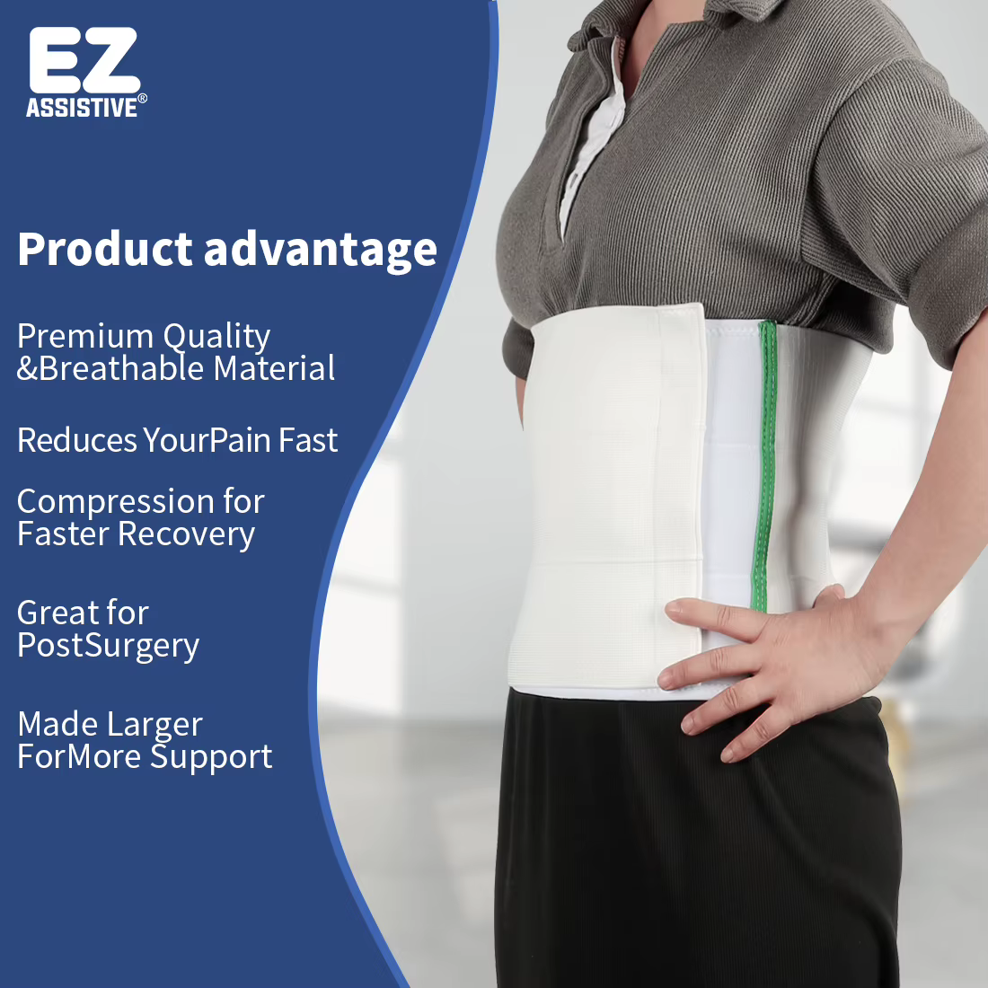 Ehucon Ceinture Abdominale Large - Bandage de Soutien Postopératoire pour Hernie