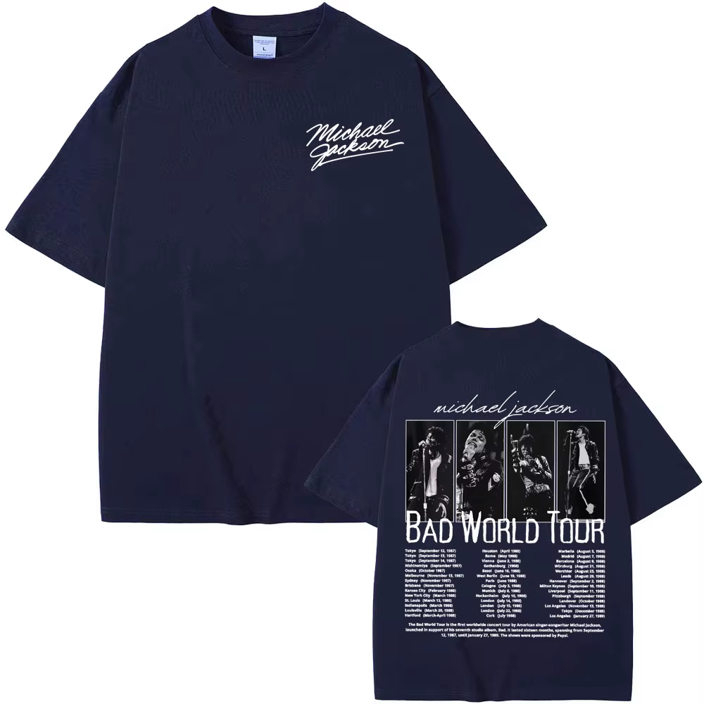 T-shirt King of Pop Michael Jackson Bad World Tour pour hommes et femmes