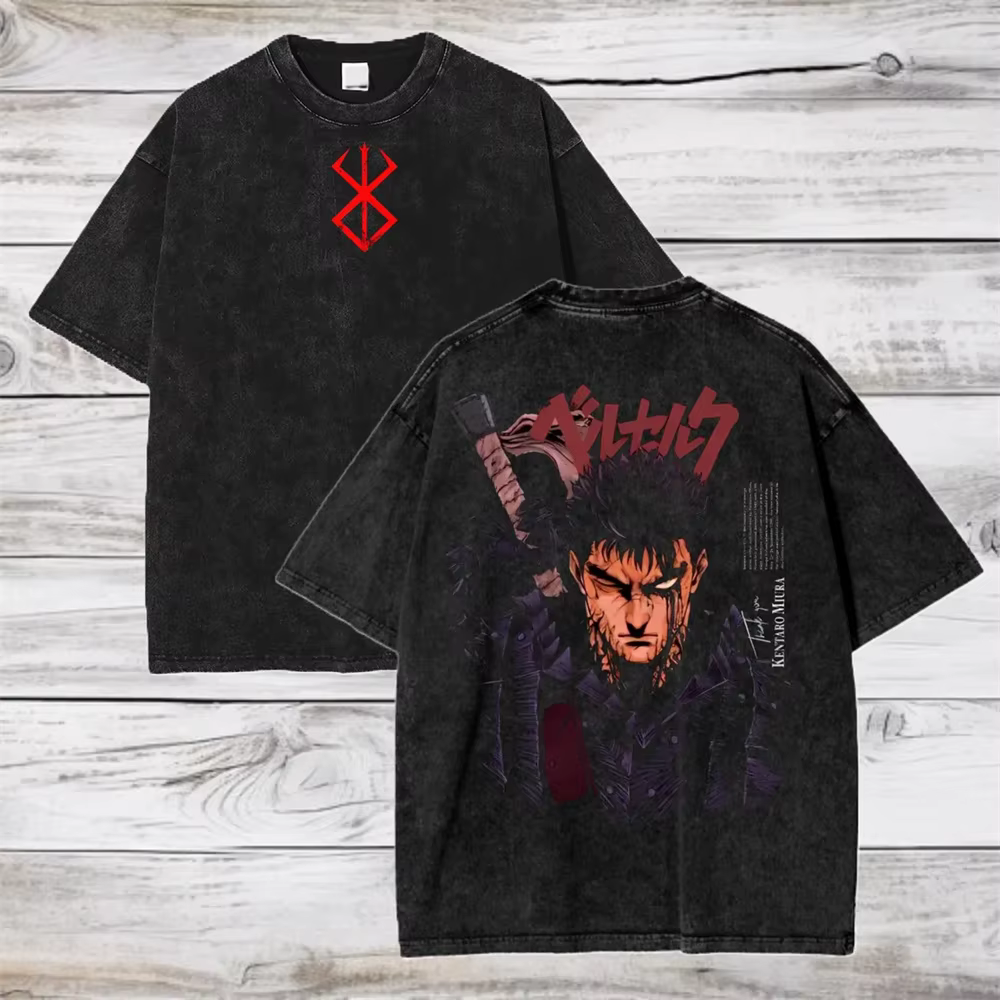 T-shirt Berserk Anime délavé pour homme