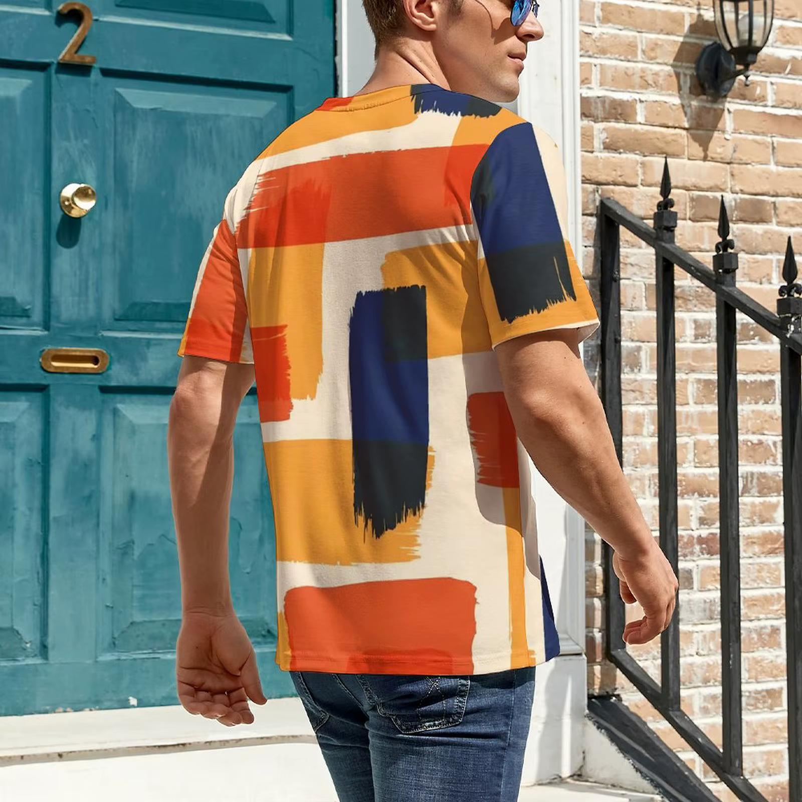 T-Shirt à Manches Courtes et Col Rond pour Homme