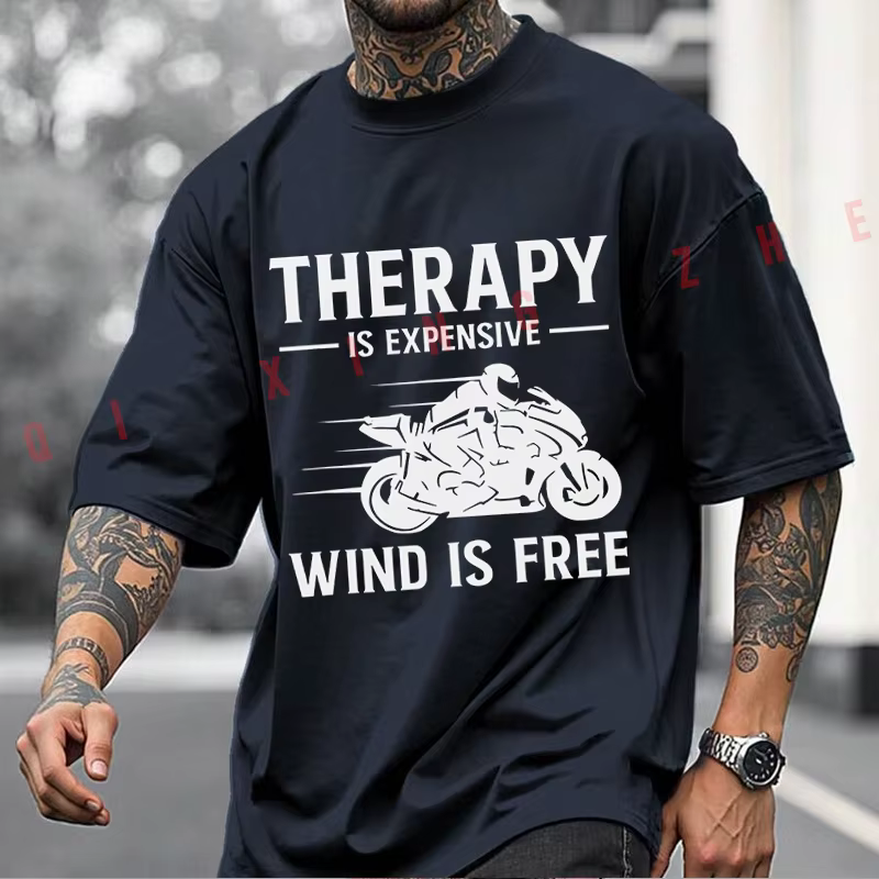 T-shirt graphique noir pour motard