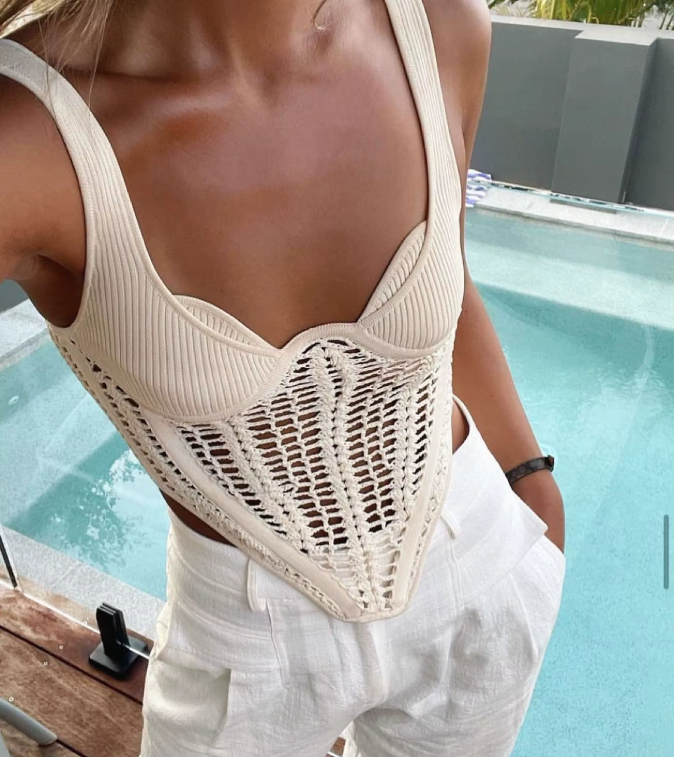 Corset en fibre de tricot pour femmes, haut crochet, corset précieux