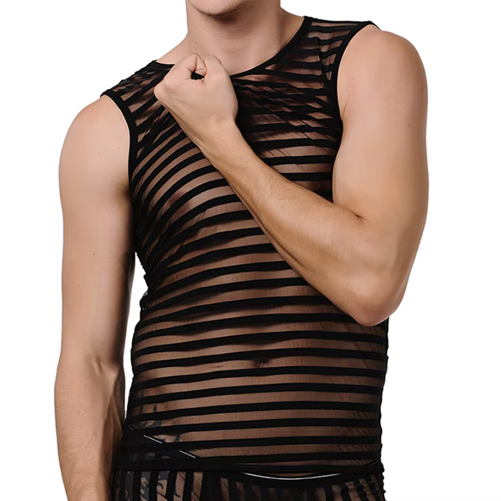 Débardeur Transparent à rayures noires pour hommes