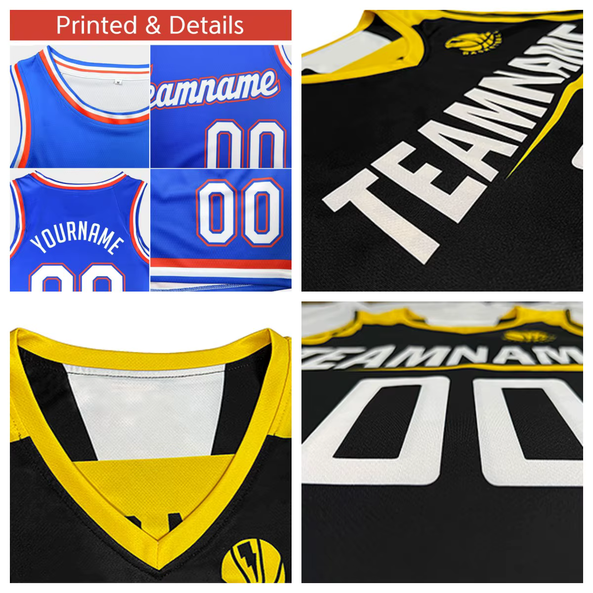 Maillot de Basket-Ball Réversible Personnalisé avec Nom et Numéro Imprimés