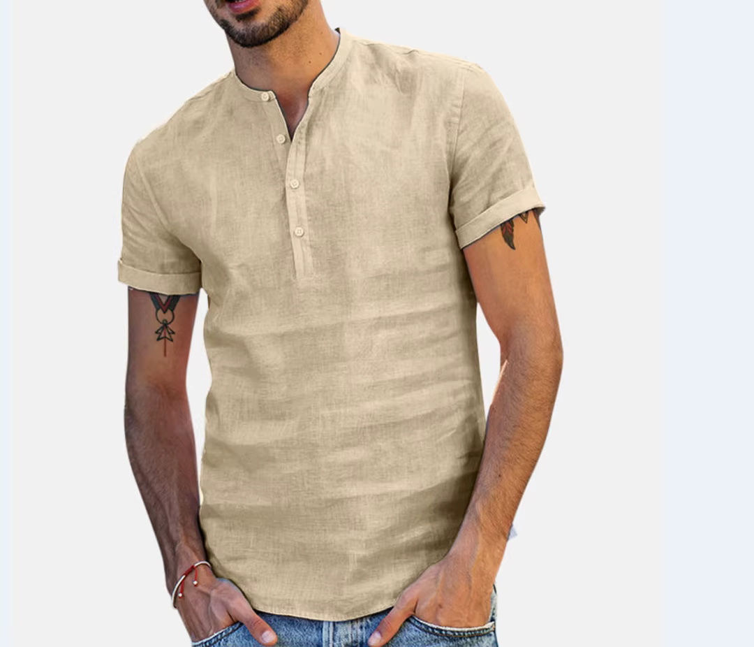 Chemise en coton et lin pour hommes