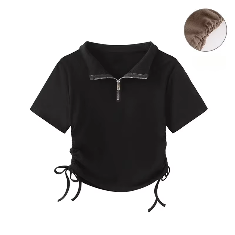 T-shirt polo pour femme à demi-zip
