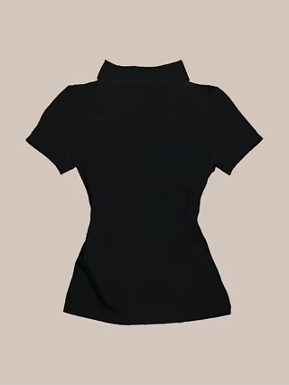 Polo slim noir Y2K pour femme, vêtements de travail, hauts imprimés rouges