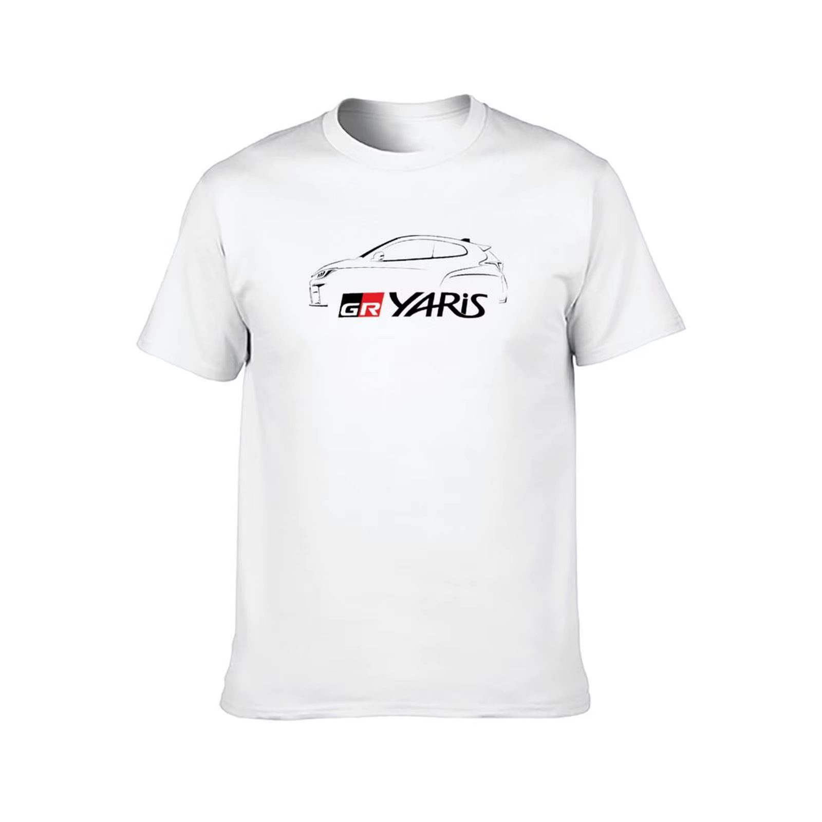 GR Yaris Silhouette-T-Shirt noir homme T-Shirt coton haute qualité