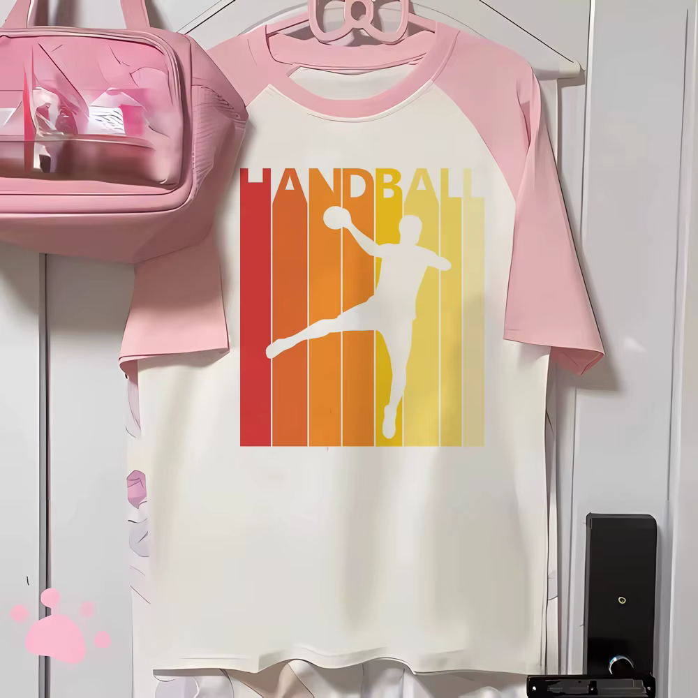 Handball t-shirt femmes élégant imprimé design bande dessinée