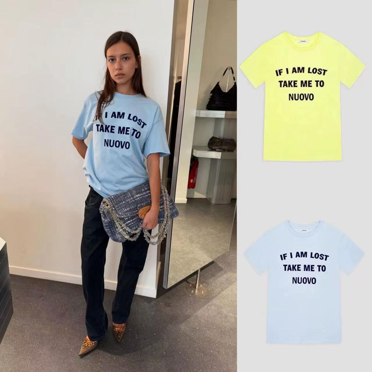 T-shirt ample imprimé jaune vif