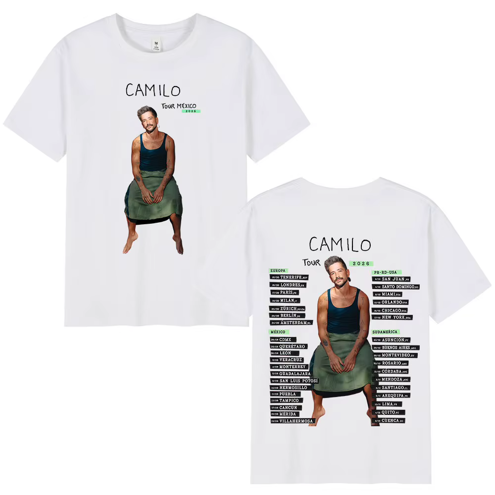 T-shirts de la tournée 2026 du chanteur Camilo