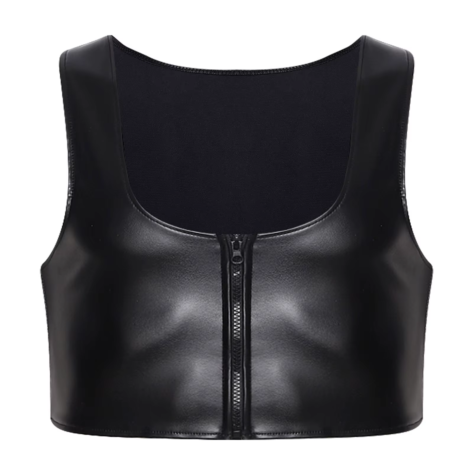 Débardeur court en similicuir PU pour homme