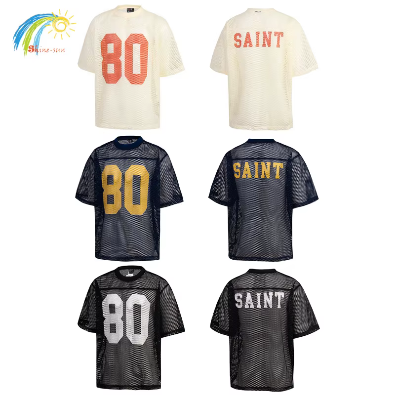Classique lettre Logo imprimé Saint maille T-Shirt hommes femmes décontracté mode surdimensionné