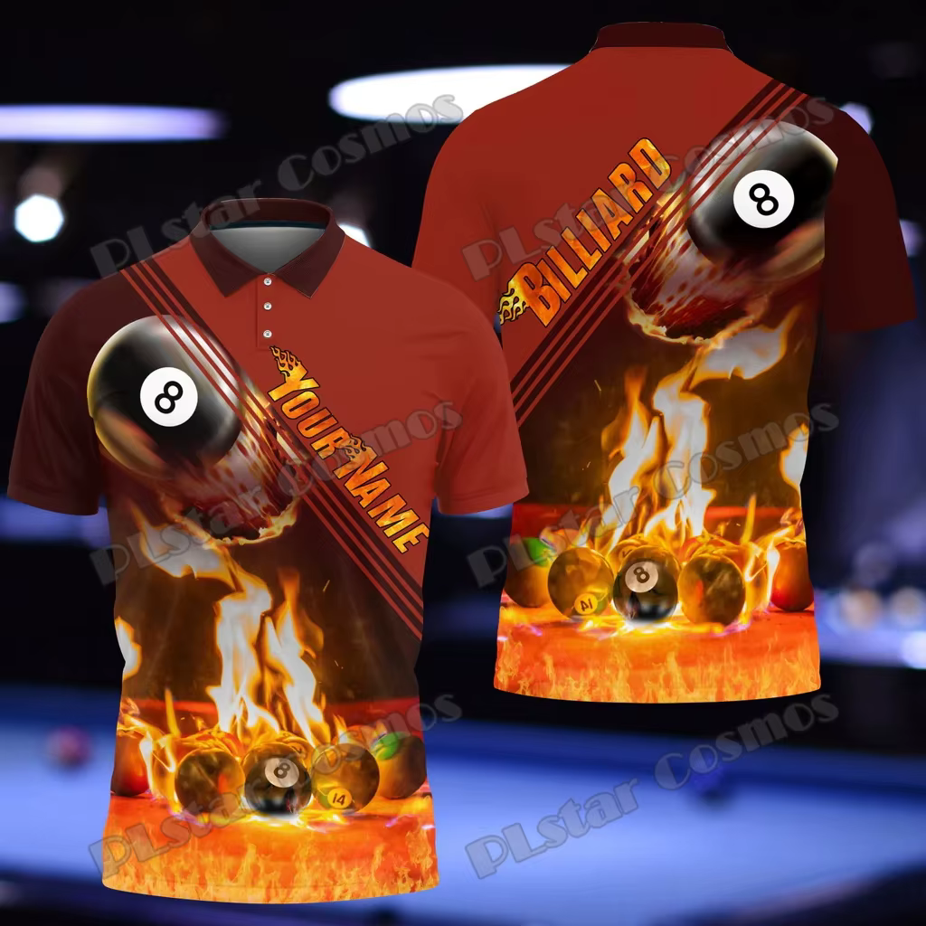 Joueur de billard couleur menthe nom personnalisé 3D imprimé mode hommes Polo été rue unisexe décontracté