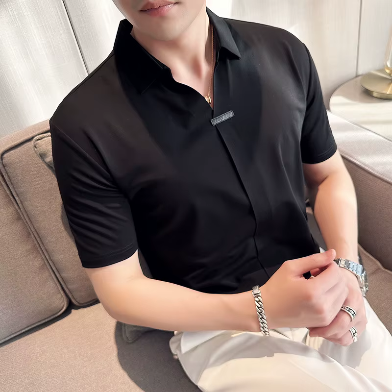 Polos de luxe à manches courtes pour hommes