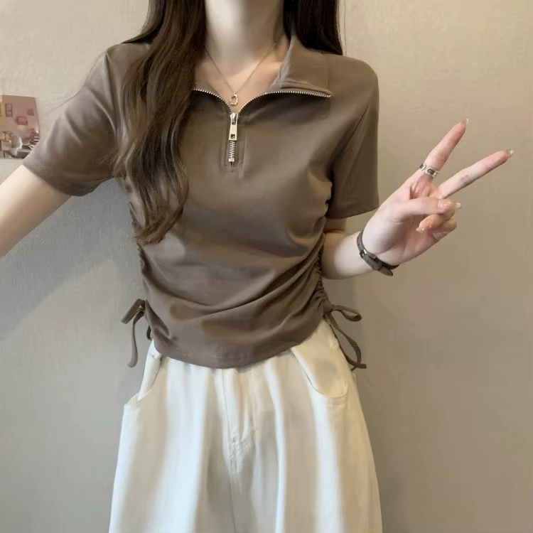 Polo mi-zippé pour femme