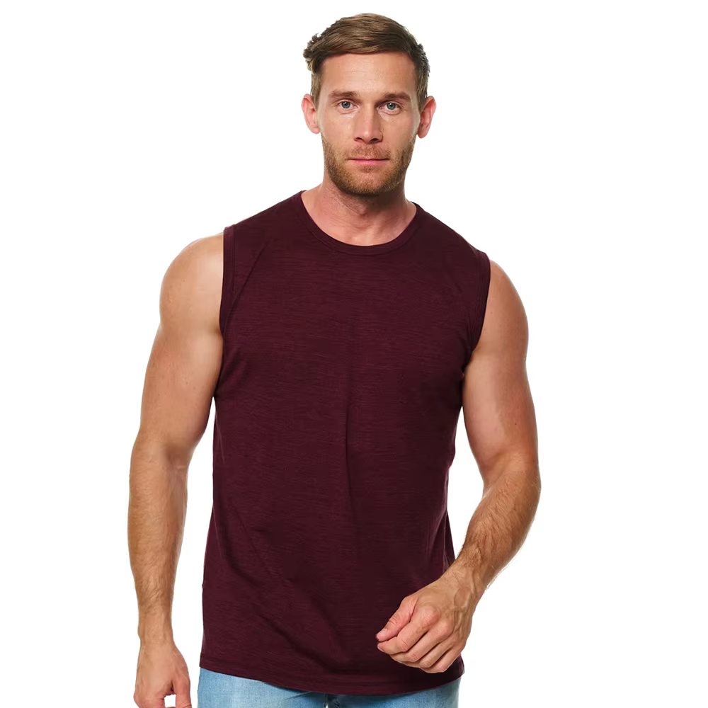 100% laine mérinos hommes débardeur chemise sans manches couches de base doux à côté de la peau confortable à l'extérieur