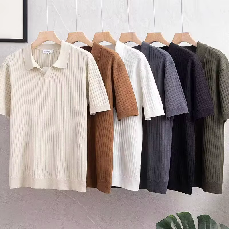 Nouveau Polo Homme d'Été à Manches Courtes en Tricot