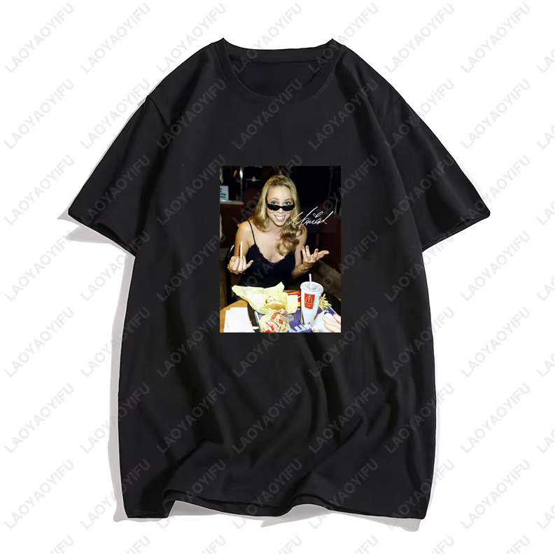 T-shirt manches courtes homme, estival et décontracté, avec image de Mariah Carey