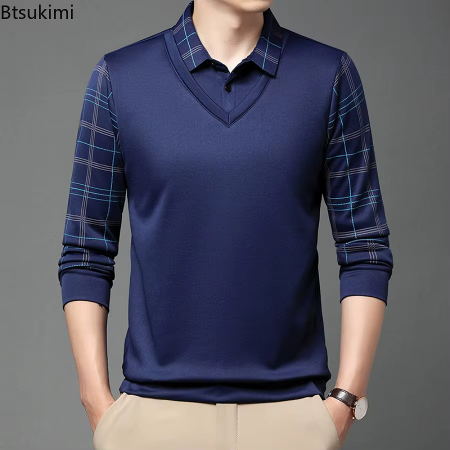 Nouveaux Polos Homme Printemps-Automne à Manches Longues
