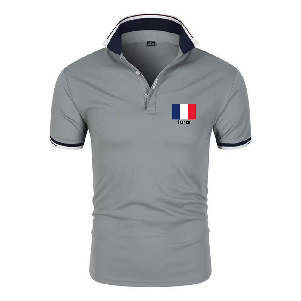 Nouveau Polo Décontracté Respirant en Coton Imprimé Drapeau FRANCE 2026 pour Homme – Six Couleurs Tendance pour l'Équipe de Football