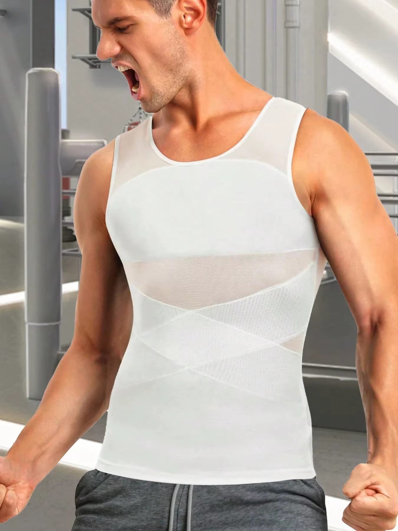 Débardeur de compression pour hommes en maille