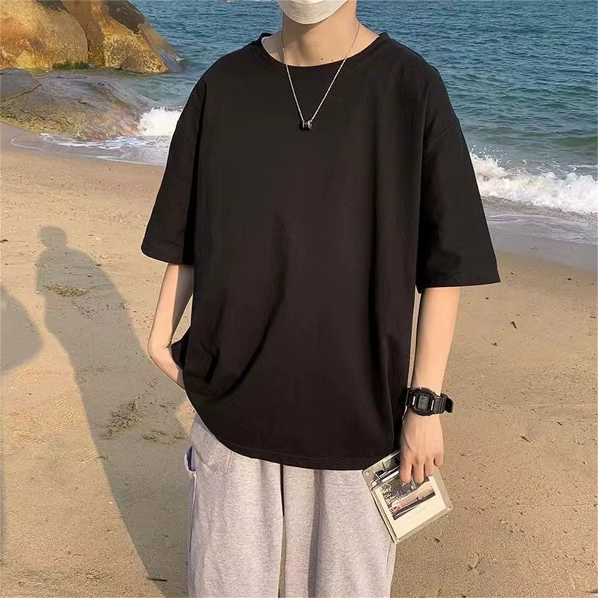 T-shirts en polyester uni pour hommes