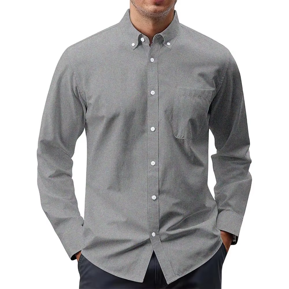 Chemises à manches longues pour hommes chemise Oxford de couleur unie