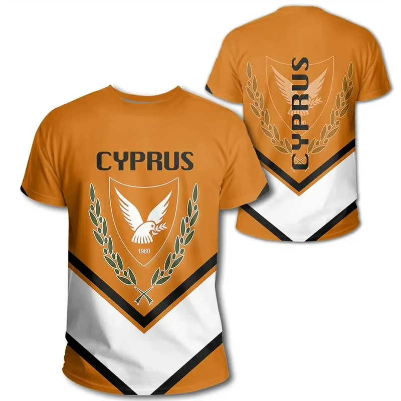 Mode Chypre Drapeau Graphique Football T-shirts D'été Décontracté Col rond 3D Emblème National Imprimé