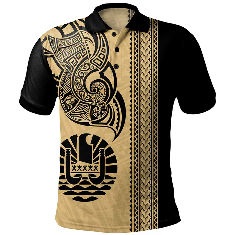 Polo à imprimé 3D de Tahiti pour homme