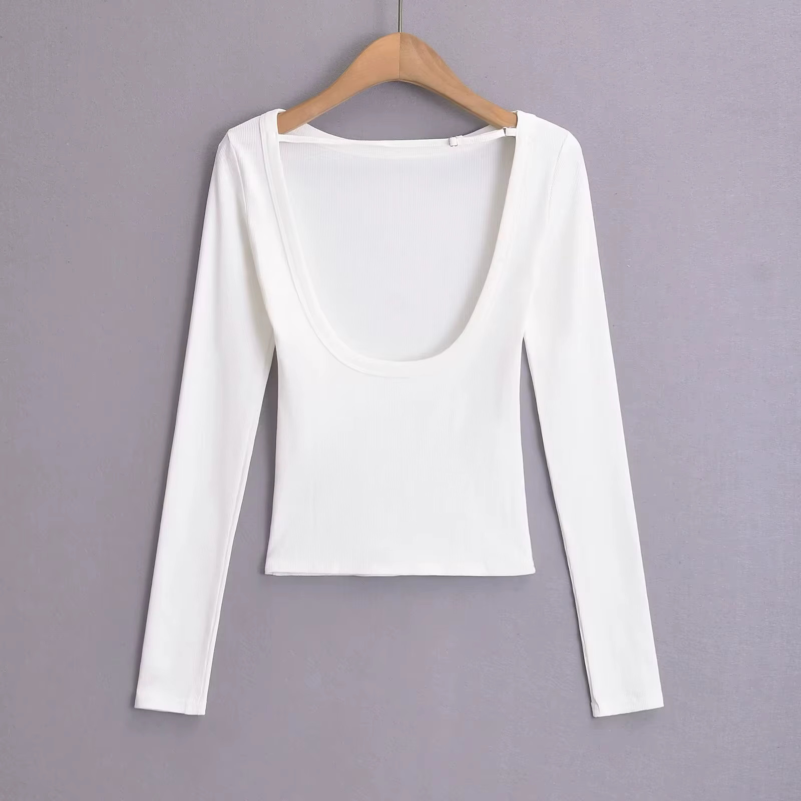 T-shirt manches longues pour femmes, haut à dos ouvert