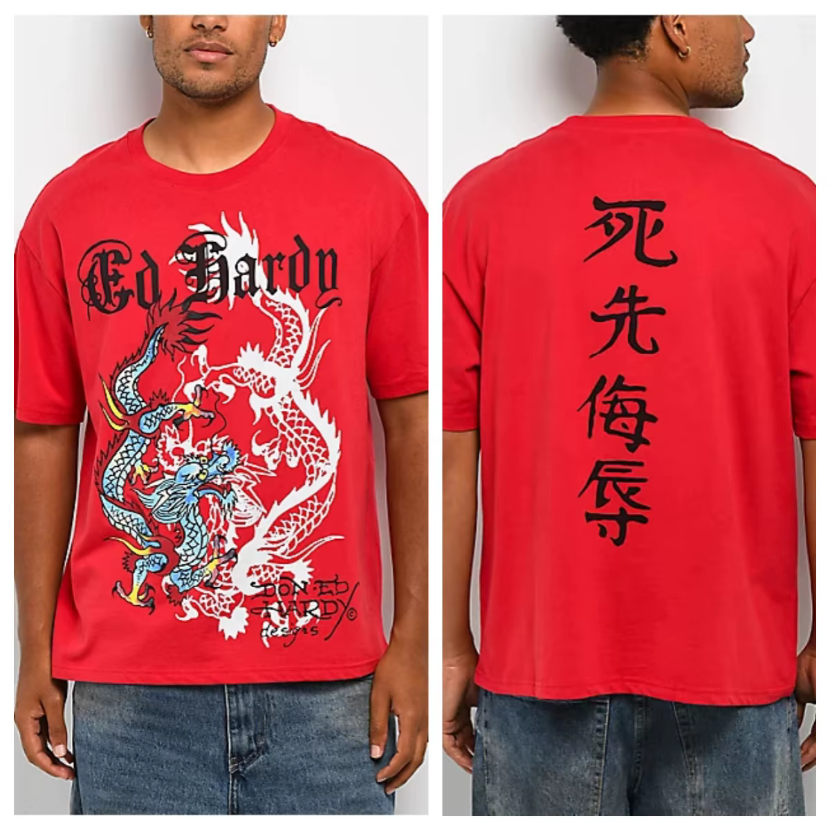 T-shirt en coton avec motif graphique Crouching Panther Ed Hardy Y2k Tattoo Art Street Trendy Brand pour hommes et