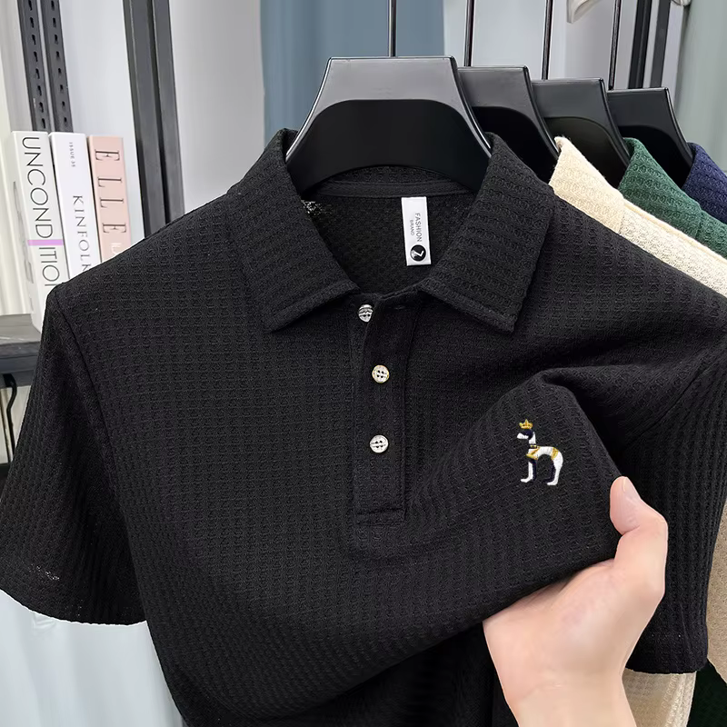 Nouveau Polo Homme Designer Brodé Décontracté Couleur Unie Manches Courtes avec Col Revers T-shirt Tendance Vêtements Décontractés pour Hommes