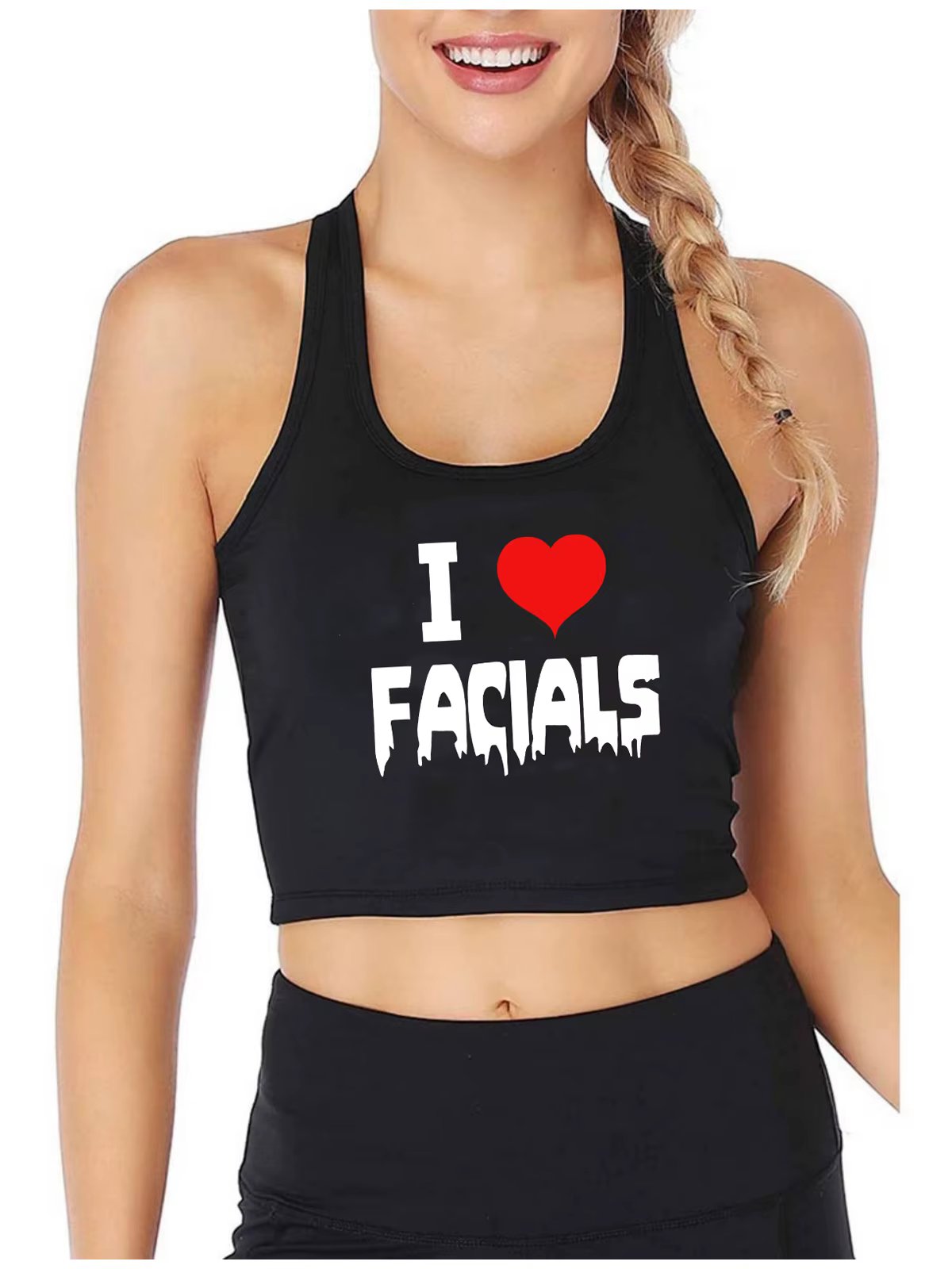 J'aime les faciaux conception coton Sexy mince haut court femmes Humor Style coquaire débardeurs Swinger drôle vilain Camisole