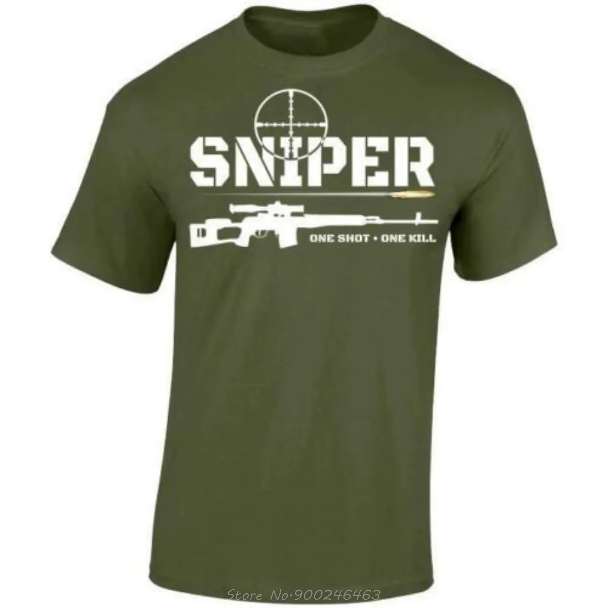 Conception Unique Sniper One Shot One Kill T-shirt coton à manches courtes col rond hommes