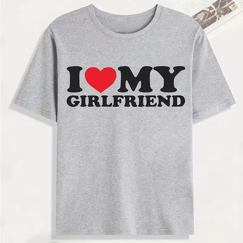 J'aime ma petite amie imprimer t-shirt t-shirts pour hommes décontracté ample Jogging à manches courtes