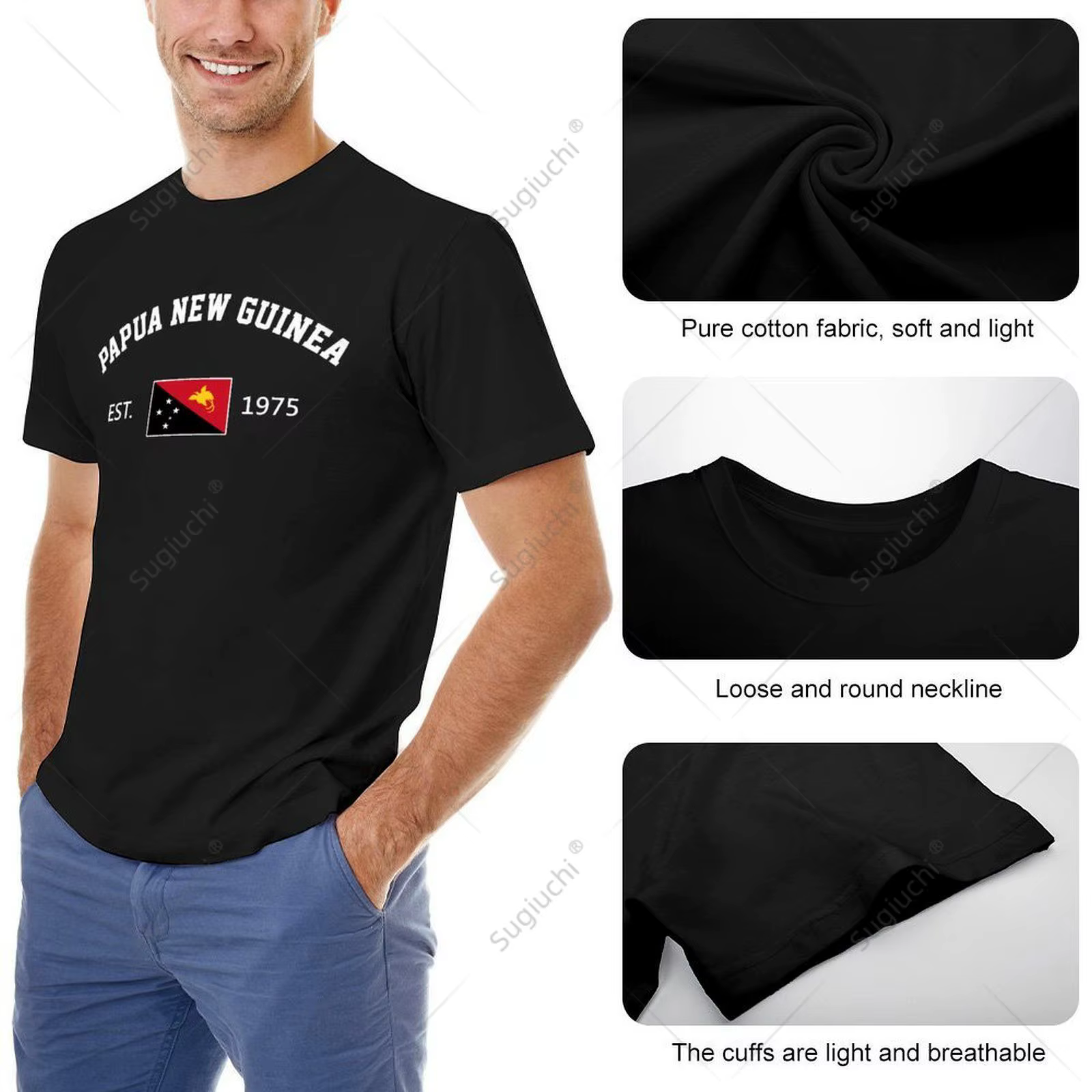 Unisexe hommes papouasie-nouvelle-guinée EST.1975 jour de l'indépendance T-Shirt t-shirts femmes garçons 100% coton