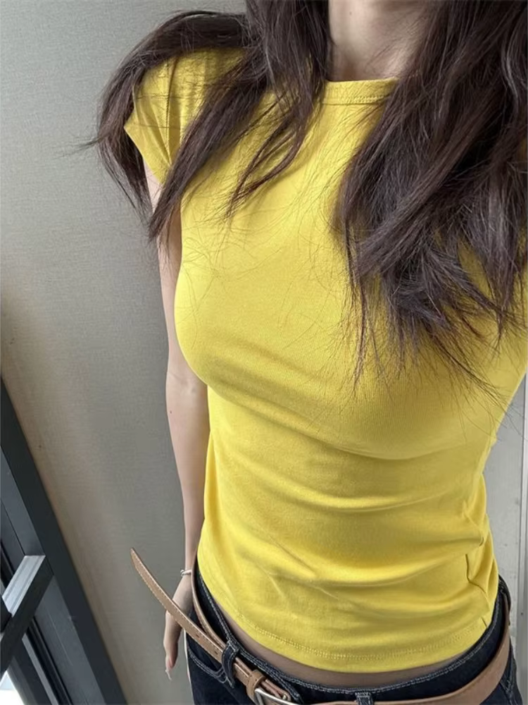 Hauts en coton jaune pour femmes