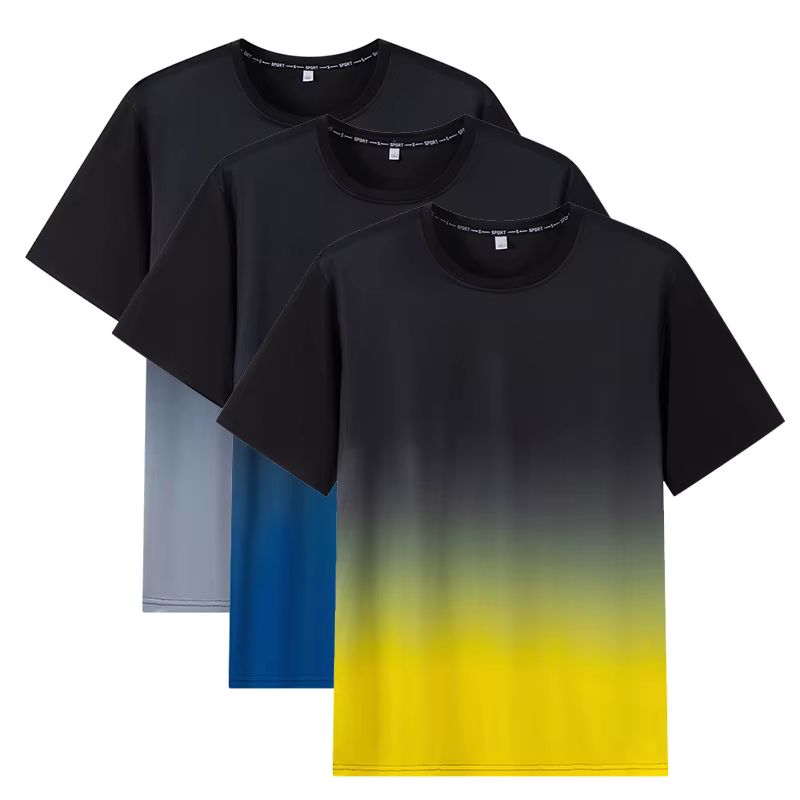 T-shirt homme grande taille 1XL-7XL manches courtes hauts printemps été dégradé t-shirts séchage rapide hommes Sport