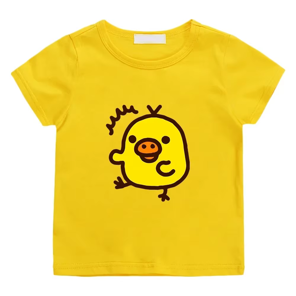 T-shirt imprimé Kawaii Kiiroitori Yellow Chick pour filles