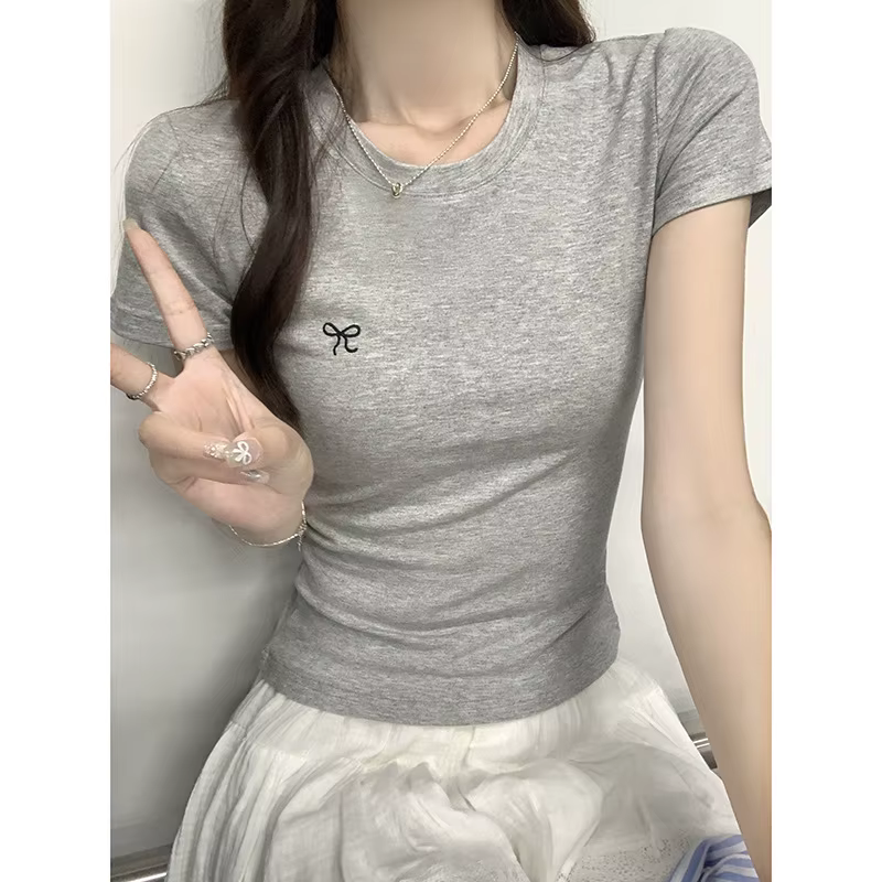 T-shirt Coréen K-Pop Rose Mignon Kawaii pour Femme – Style Vintage Y2K Crop Top – Vêtements d'Été Pas Chers