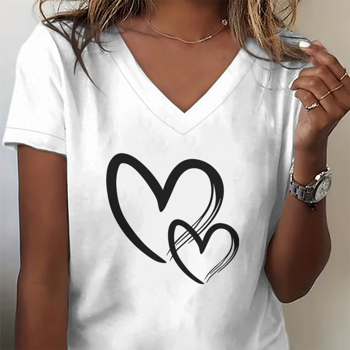 T-shirt imprimé cœur pour femme