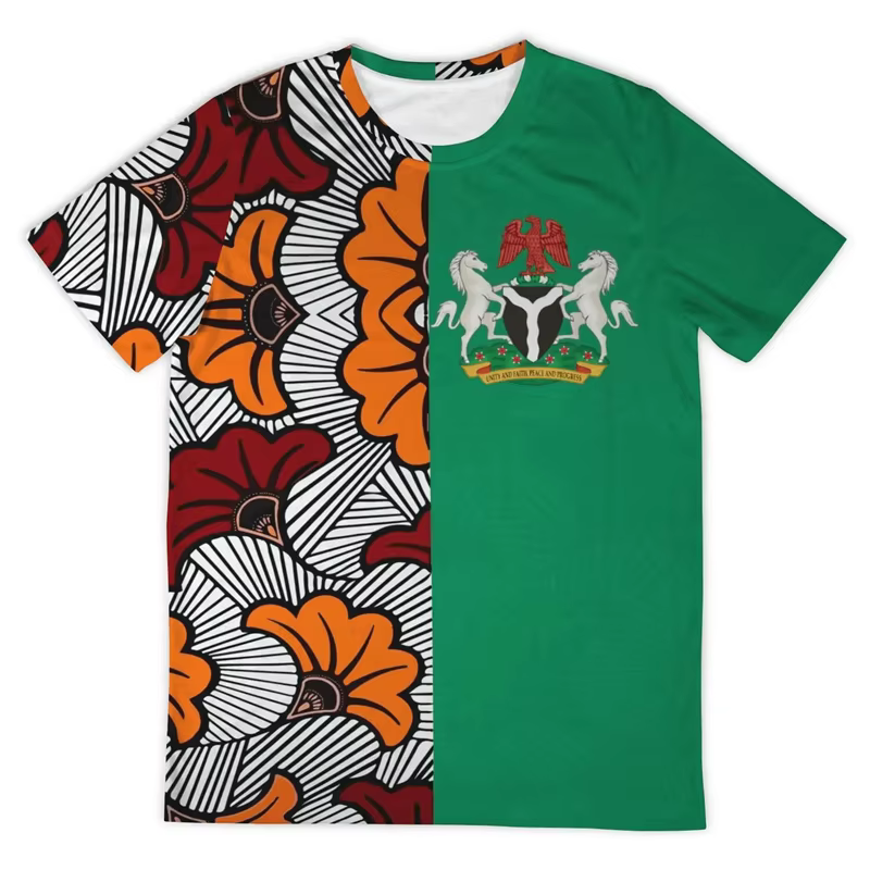 Économie à manches courtes pour hommes, Emblem Graphic Print, Nigeria Feel, Vêtements africains, Zones Ropa, Été, Respzed, Homme, Y-Man