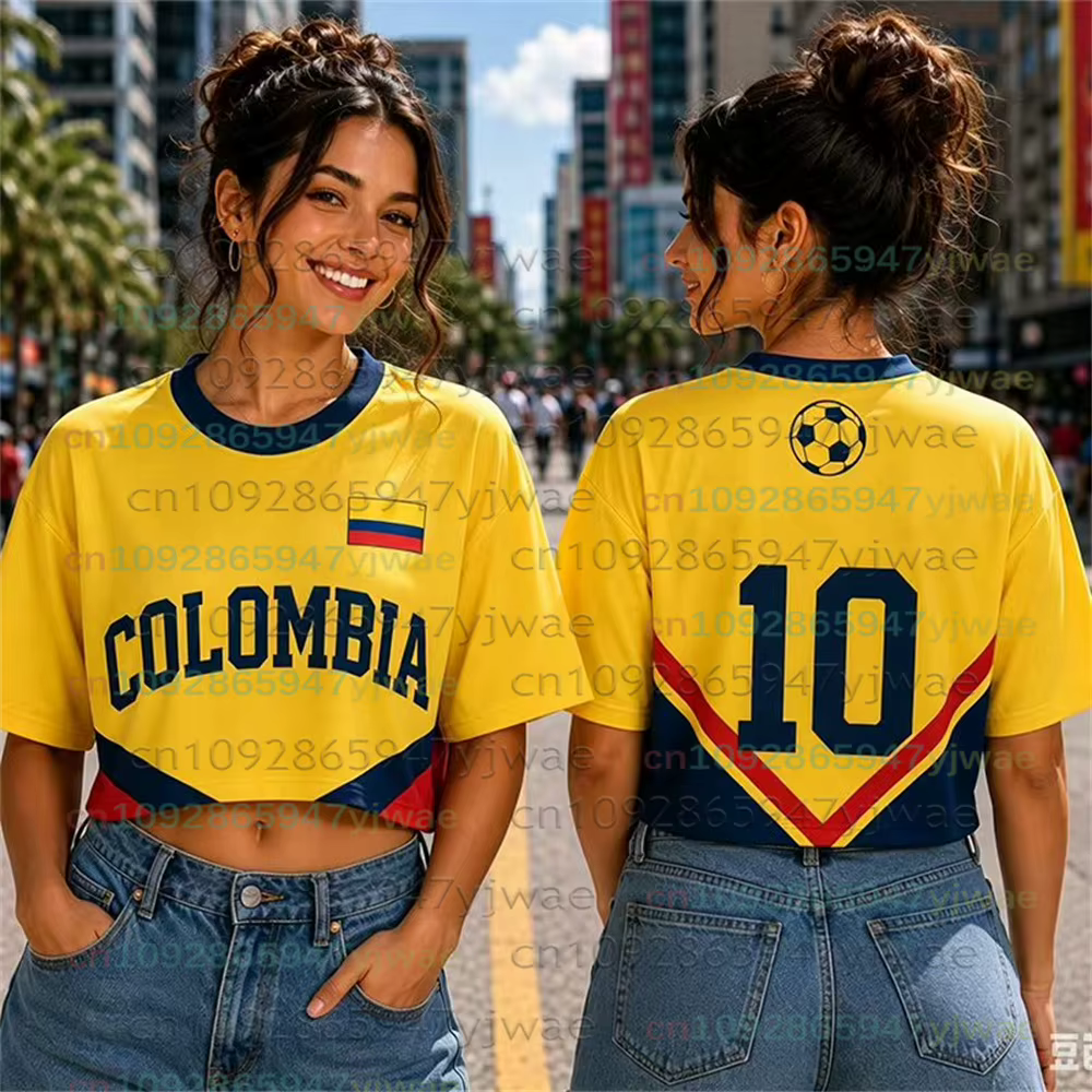 Maillot court de football COLOMBIA personnalisé – T-shirt de supporter de football pour homme et femme