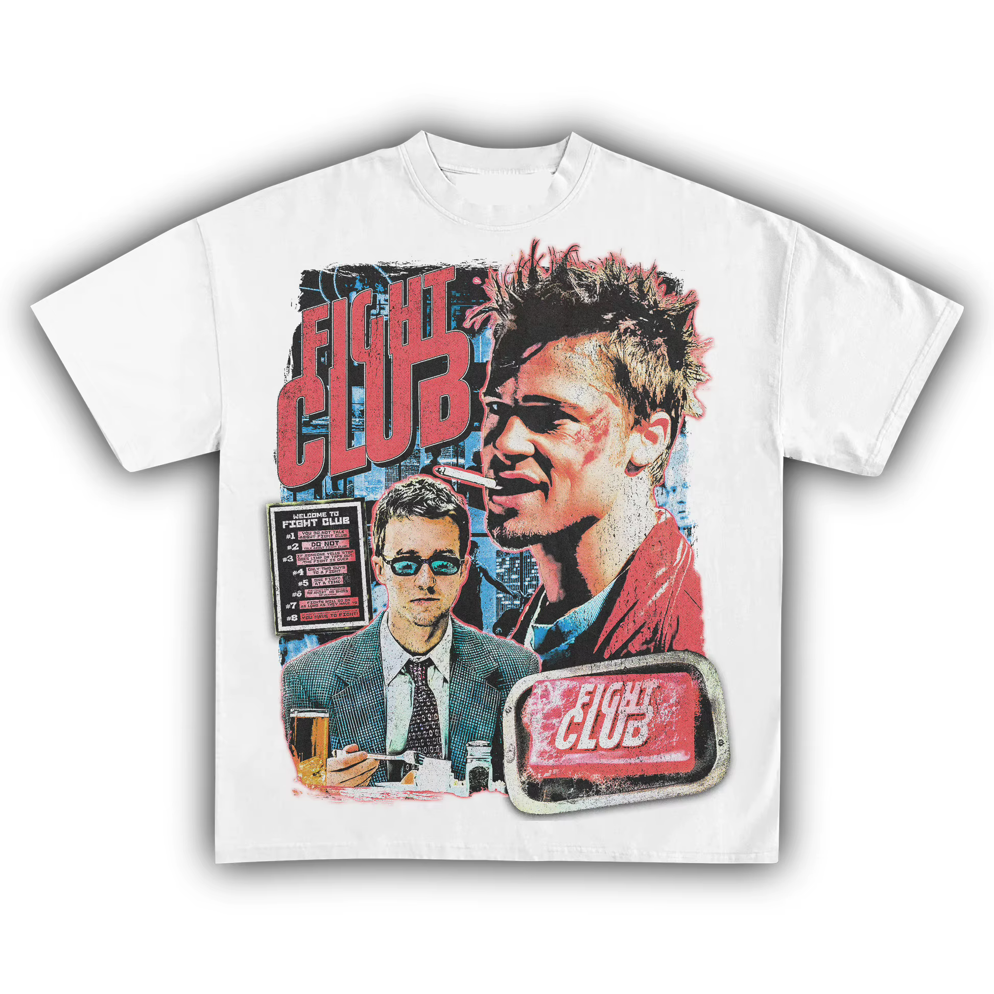 T-shirt rétro Fight Club Brad Pitt Edward Norton pour hommes et femmes
