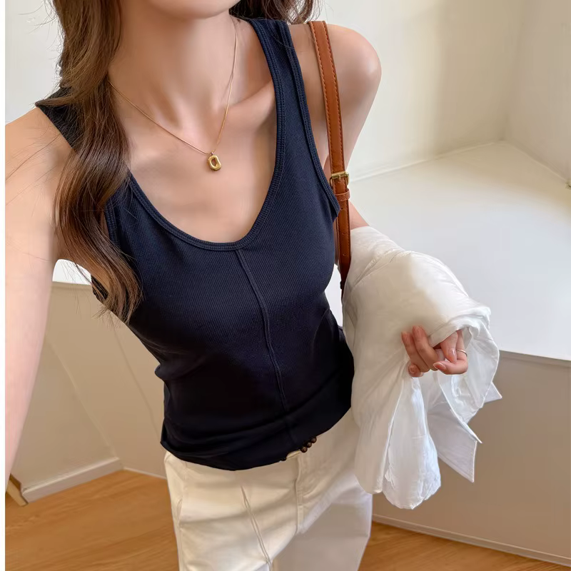 Débardeur côtelé à col en U pour femme