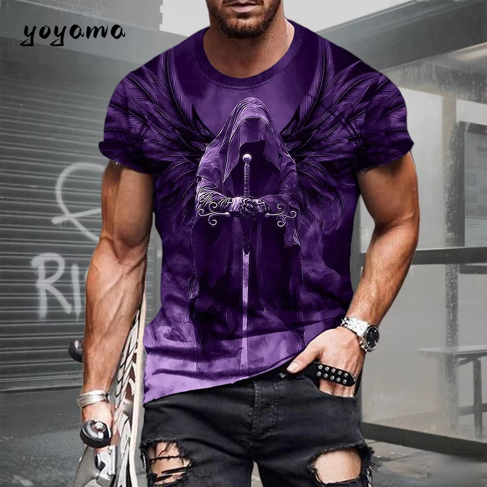 T-shirt pour homme avec motif crâne imprimé en 3D. Vêtements d'été rétro décontractés et sportifs à manches courtes