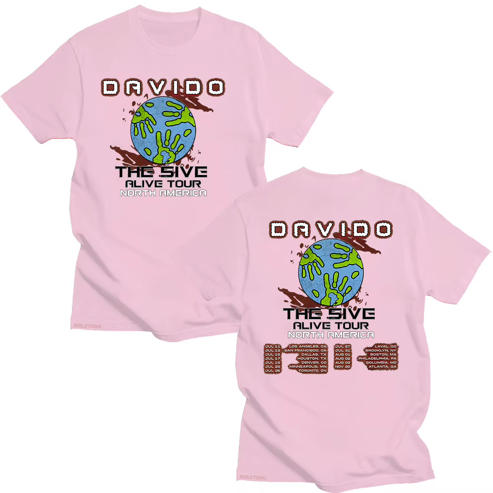 Davido The 5ive Alive Tour 2025 t-shirts