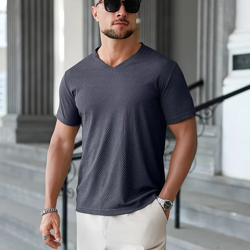 T-shirt pour homme en soie glacée kaki